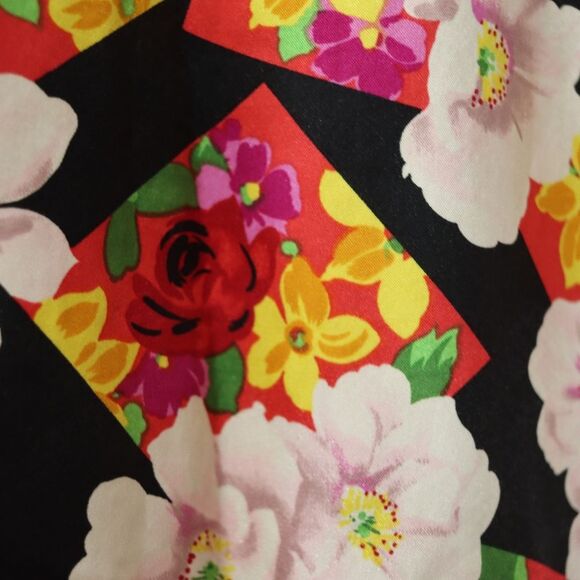 Delicates Vintage 90s Black Floral Kimono Robe Belted Wrap Loungewear - Picture 11 of 12